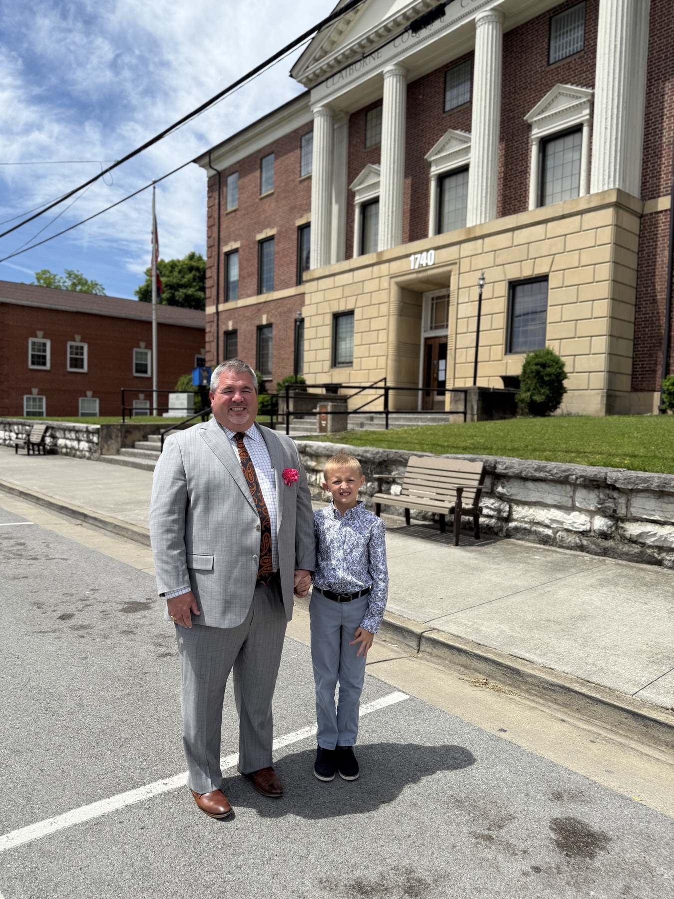 JD Estep outside a Claiborne County civic building